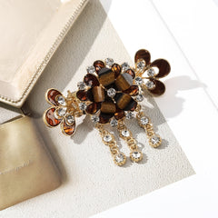Boho Flower Rhinestone Hair Barrettes Crystal Hair Clips