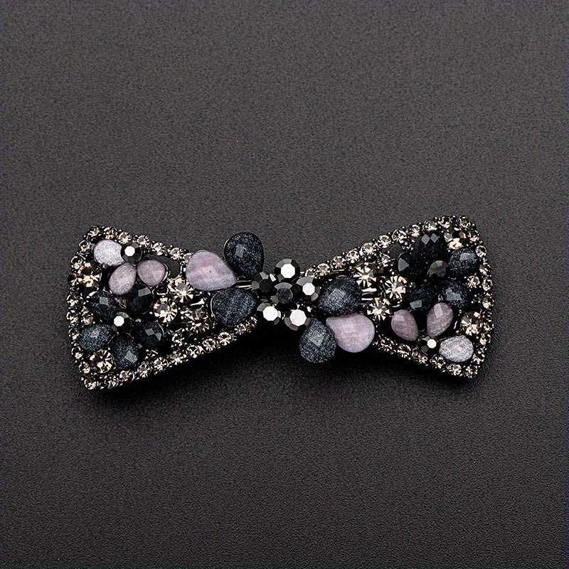 Vintage Rhinestone Flower Side Clip French Barrette Hair Accessories