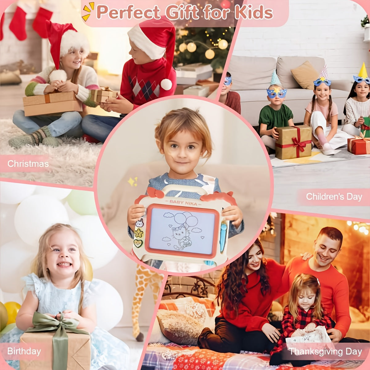 Magnetic Drawing Board with Erasable Surface Seals & Stickers