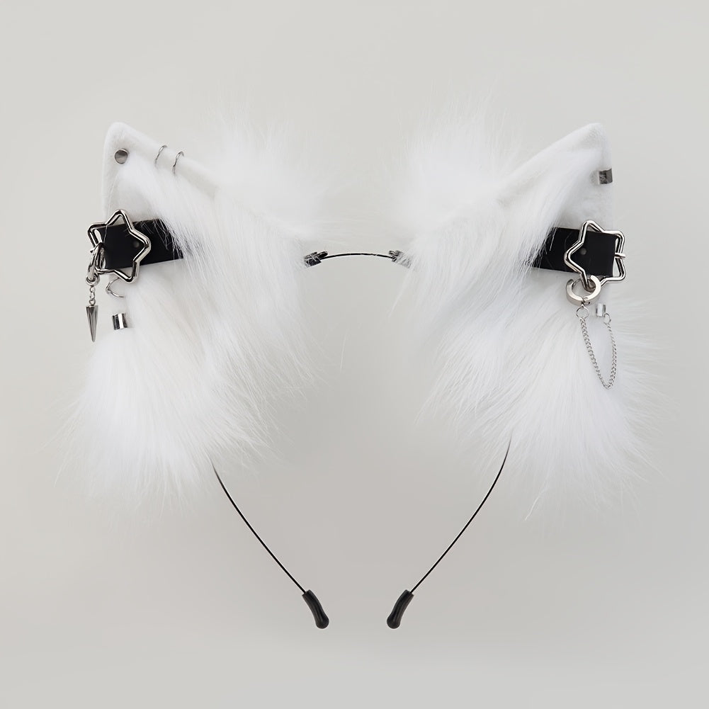 Plush Detachable Ears Headband Punk Style Cosplay Hair Accessories