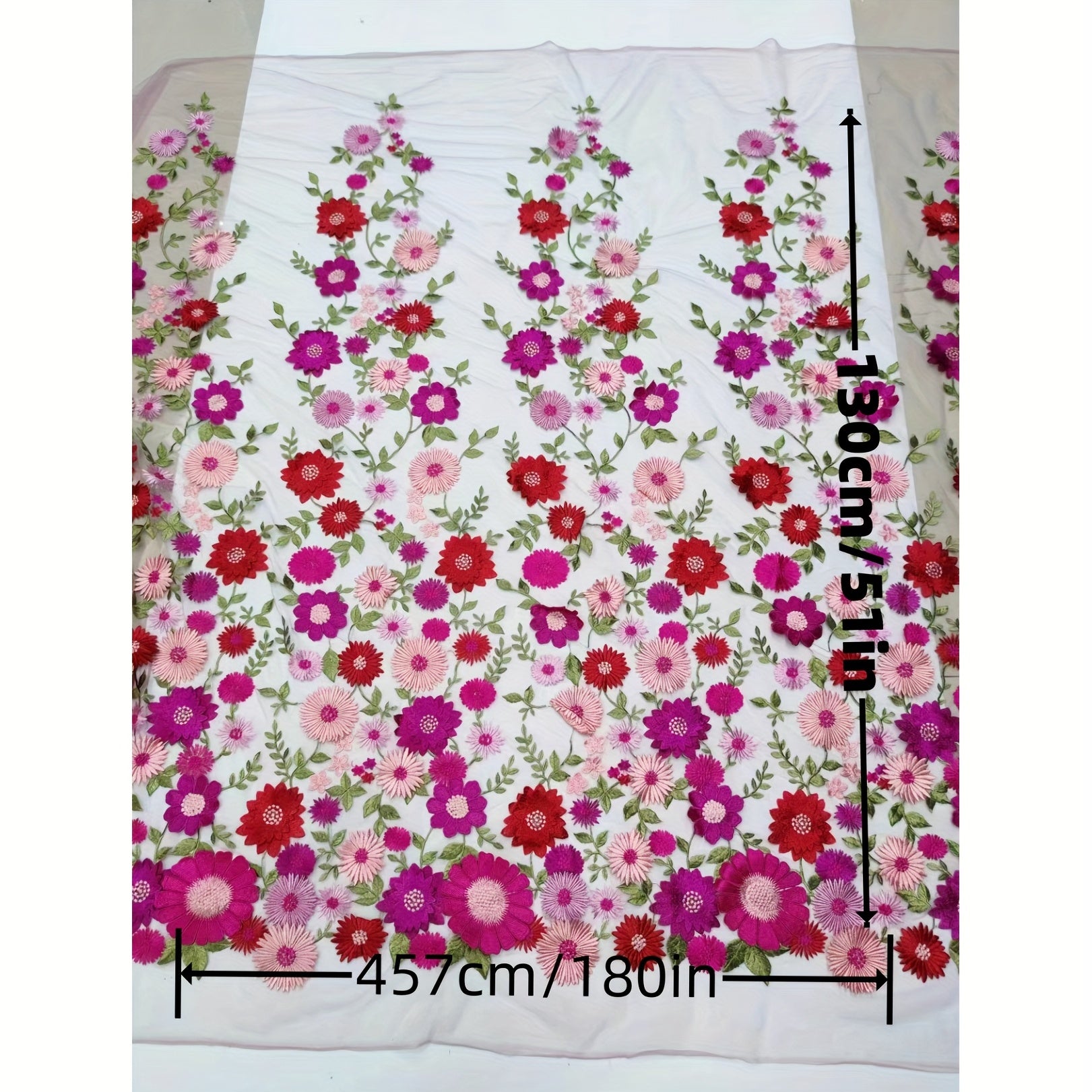 Large Machine Embroidery Sun Thread Applique Mesh Lace Dress