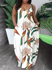 Floral Print Cut Out Back Cami Dress with Pockets