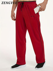 ZENGVEE Men's Stretch Pants Zip Pockets Breathable Trousers