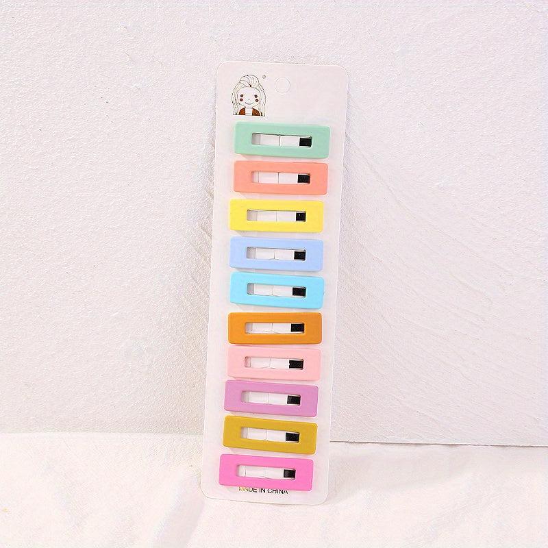 10pcs Square Hair Clip Summer Side Clips for Baby Girls