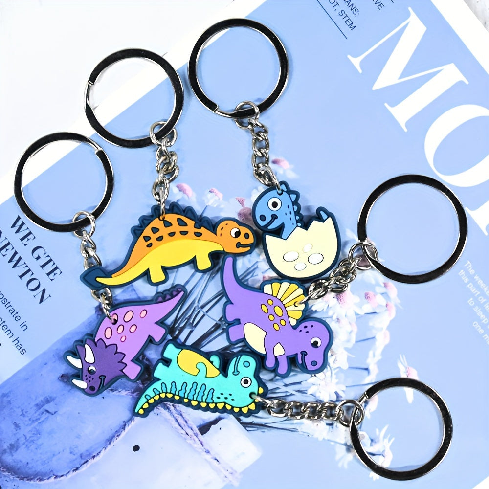 12pcs Dinosaur Keychain Set PVC Prehistoric Monster Charms for Bags & Backpacks