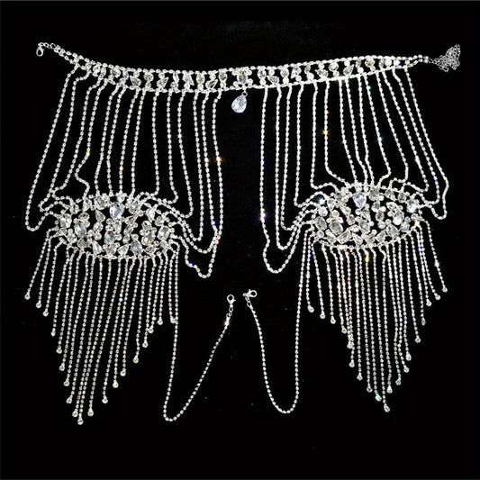 Rhinestone Shoulder Chain With Long Tassel for Wedding Party
