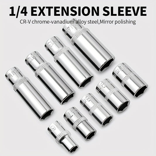 1/4 Socket Set Combination Hexagonal Socket Head Square Ratchet Wrench 6.3mm