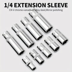 1/4 Socket Set Combination Hexagonal Socket Head Square Ratchet Wrench 6.3mm