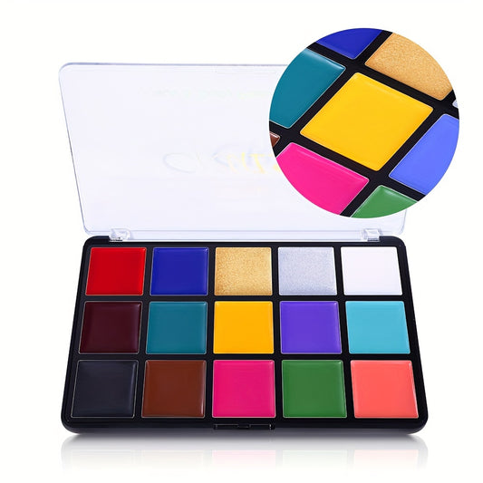 15 Color Face Painting Palette for Body Art and Stage Makeup