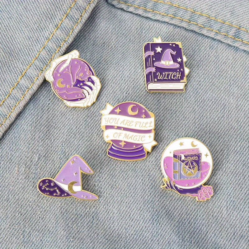 5 Purple Magic Badges Backpack Metal Badges Anti lighting Brooch Accessories
