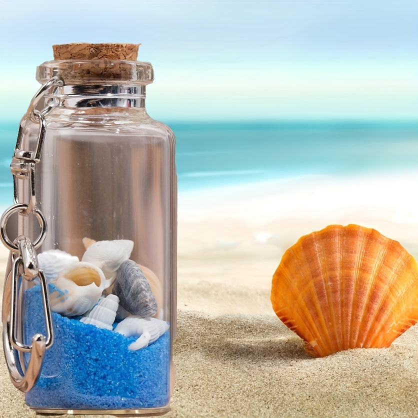 Colorful Sand Glass Wishing Bottle Keychain Lucky Charm Pendant