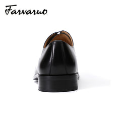 FARWARWO Men's Cap Toe Leather Oxford Shoes Pointed Toe Formal Dress Shoes