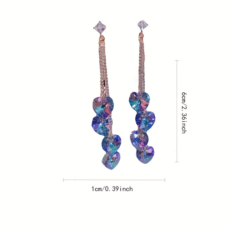 Heart Tassel Long Dangle Earrings Ladies Party Accessory Valentine Gift