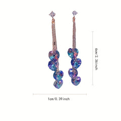Heart Tassel Long Dangle Earrings Ladies Party Accessory Valentine Gift