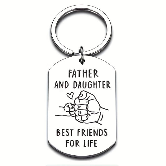 Father Daughter Keychain Gift Stainless Steel Key Ring