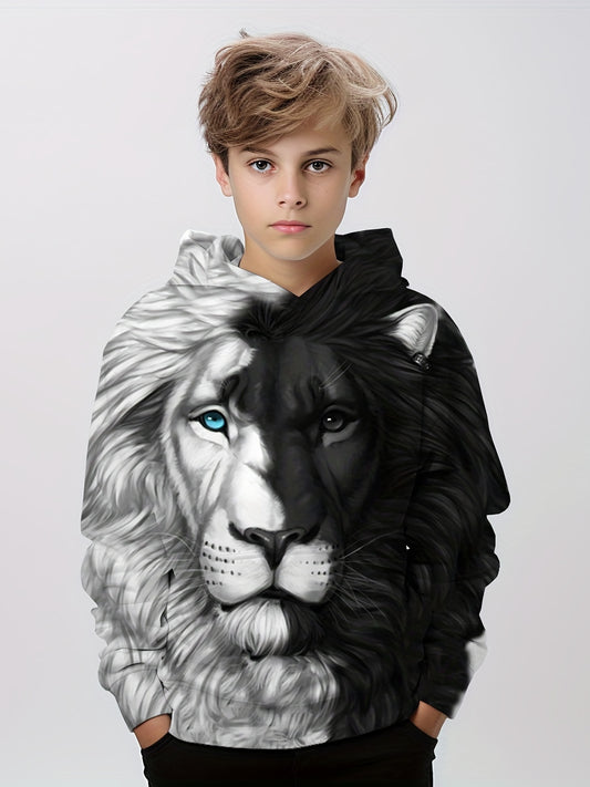 Lion 3D Print Boys Hoodie Pullover