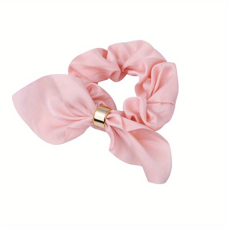 Satin Rabbit Ear Scrunchie Hair Tie Leather Band