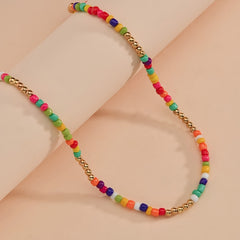 Colorful Rice Beads Boho Choker Necklace for Women