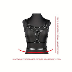 Rivet Chain Ring Linked Harness Belt Cage Bra Gothic PU Leather Belt