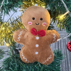 Christmas Gingerbread Man Plush Toy 7.08'' Soft Brown with Red & Icing Details