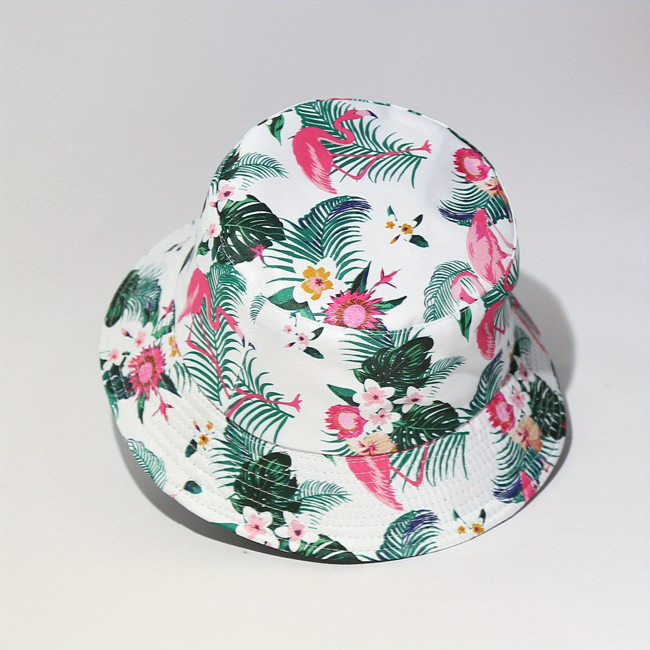 Flamingo Leaf Print Bucket Hat Lightweight Sun Hats