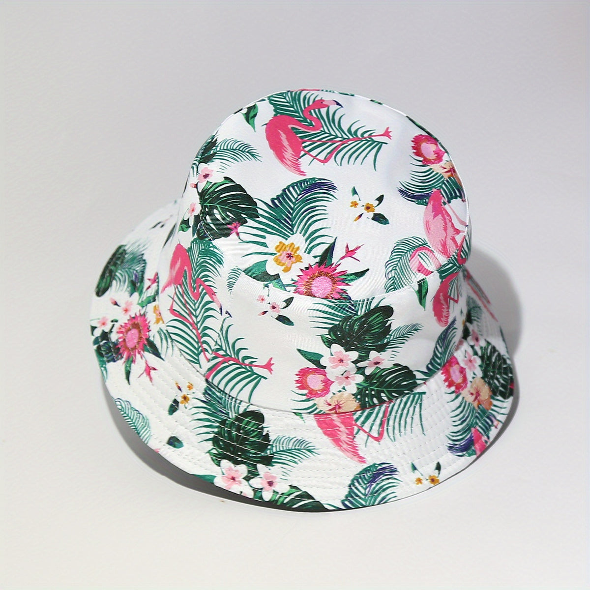 Flamingo Leaf Print Bucket Hat Lightweight Sun Hats