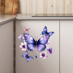 Purple Flowers Butterfly Wall Stickers Vinyl Decals