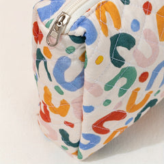 Colorful UU Letter Quilted Cosmetic Bag Travel Makeup Pouch