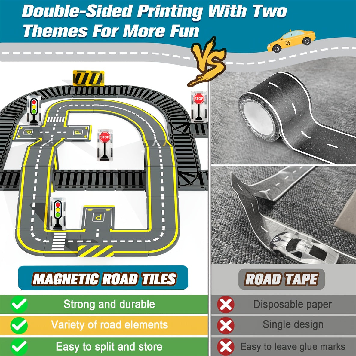 Magnetic Building Road Set Train Track Educational Toy Boys