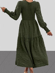  Solid Lantern Sleeve Maxi Dress