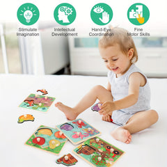 Wooden Peg Puzzle for 1 Year Olds - Educational Preschool Toy