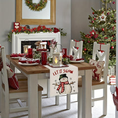 Polyester Christmas Snowman Table Runner Dresser Scarf