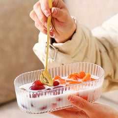 Small Fresh Striped Glass Fruit Bowl Snack Plate Marine Storage Bowl