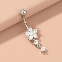 Flower Shape Tassel Belly Button Ring Body Piercing Jewelry