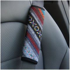 Ethnic Wind Linen Car Seat Belt Shoulder Pad Protective Cover