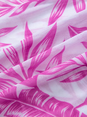Leaf Print Bikini Set With Cover Up