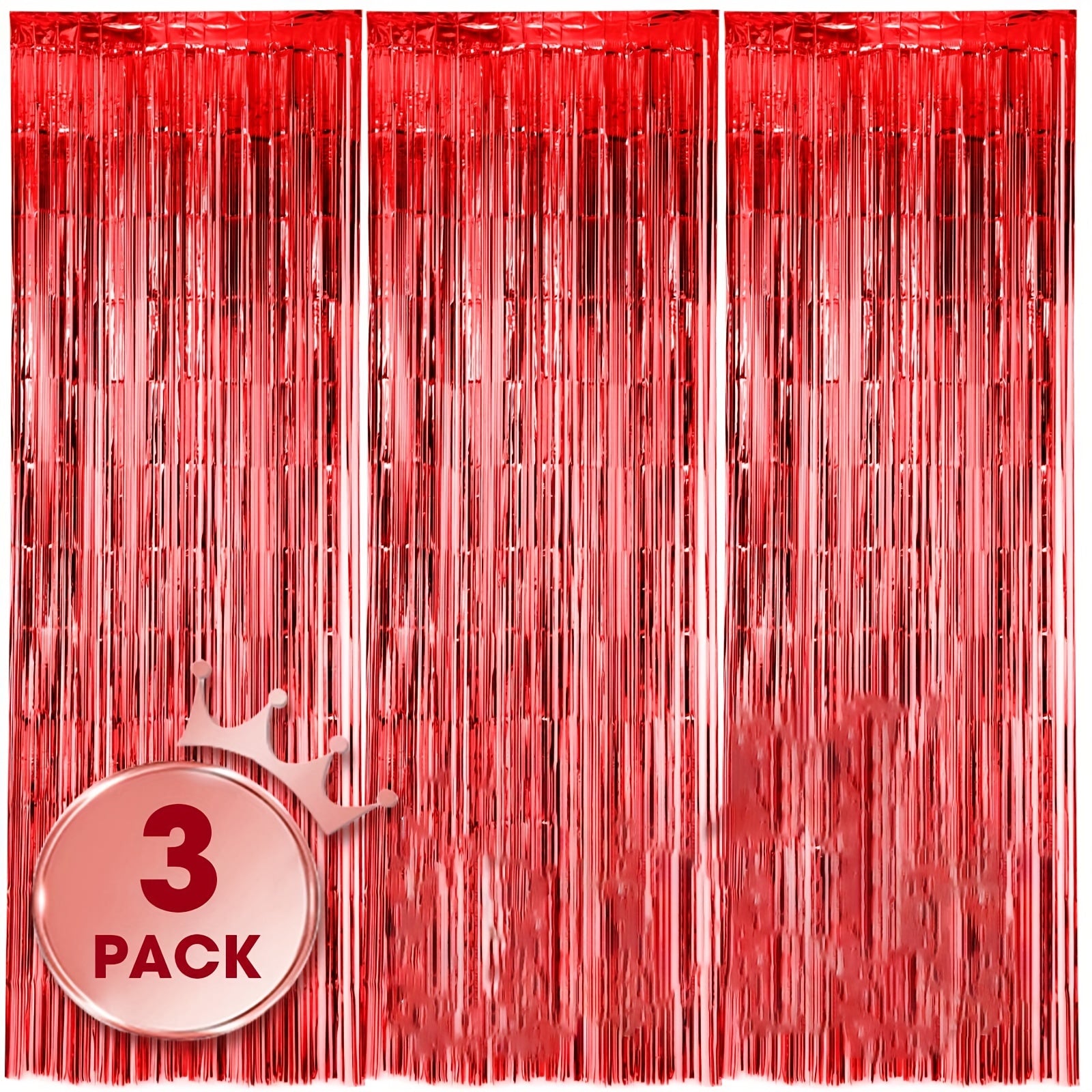 3pcs 100 58x198 Red Foil Tassel Curtains for Party Decorations