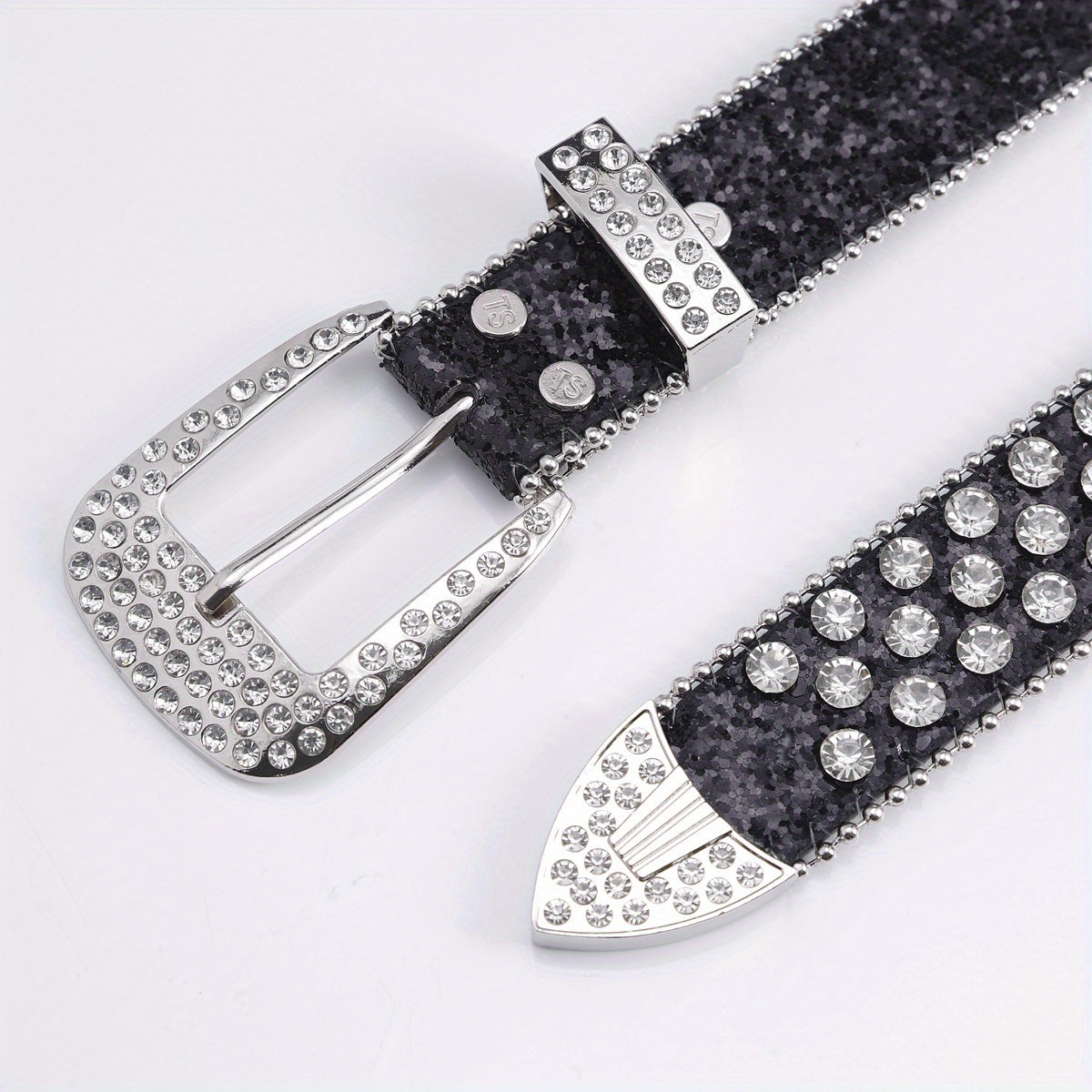 Sequin Wide Belt with Rhinestone Inlay for Pants