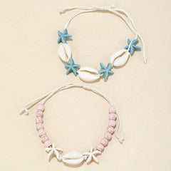 Shell & Starfish Beaded Braided Bracelet for Women