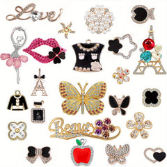 23PCS Rhinestone Flower Butterfly Shoe Charms For Clogs Sandals DIY Accessories