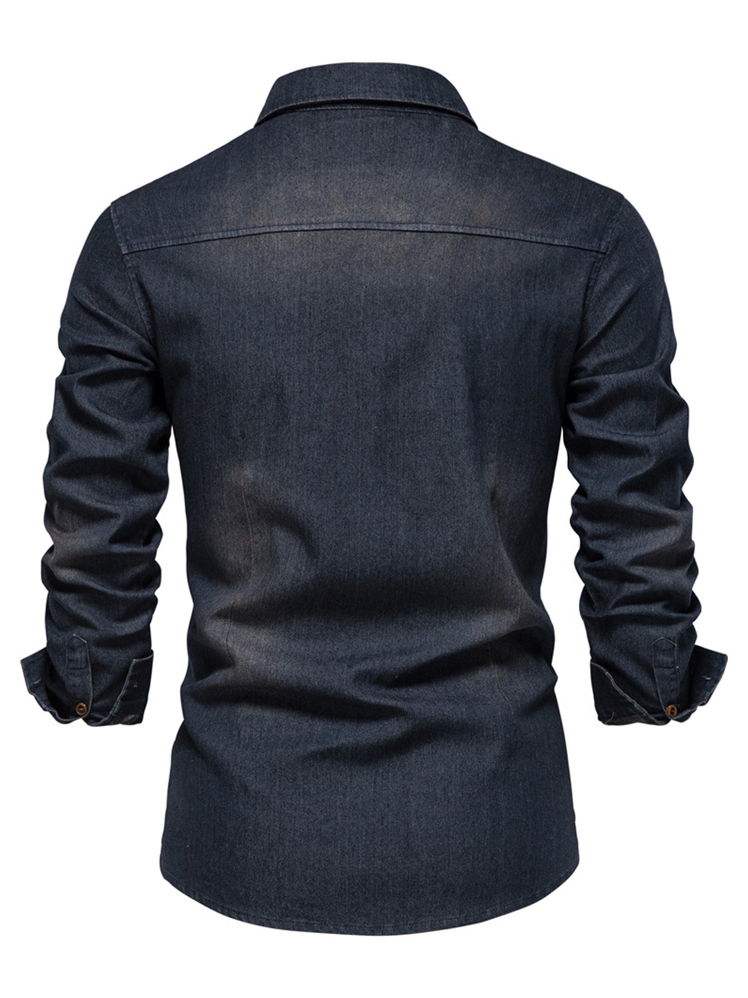 Cotton Denim Shirt Men Long Sleeve Cowboy Shirts Casual Slim Fit