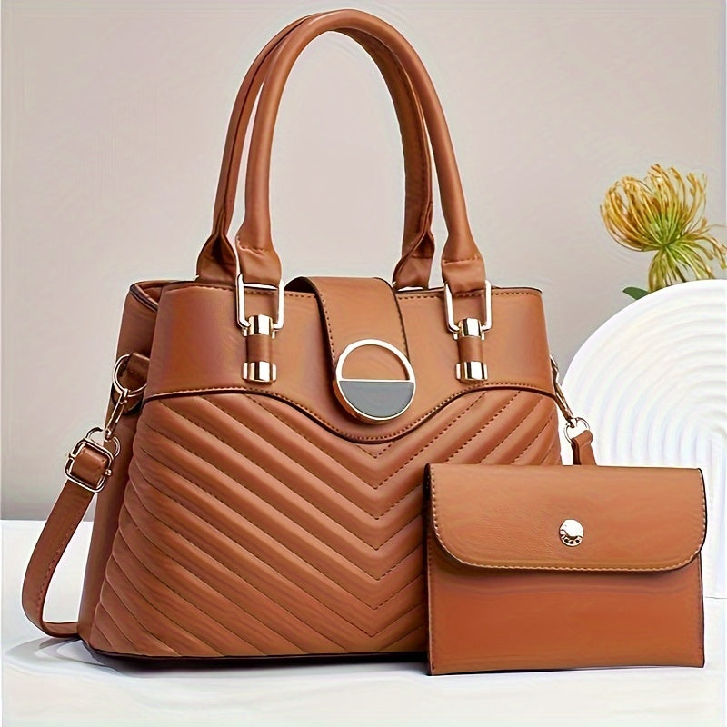 Top Handle Satchel & Crossbody Bag Women's Purse Set with Stylish Straps