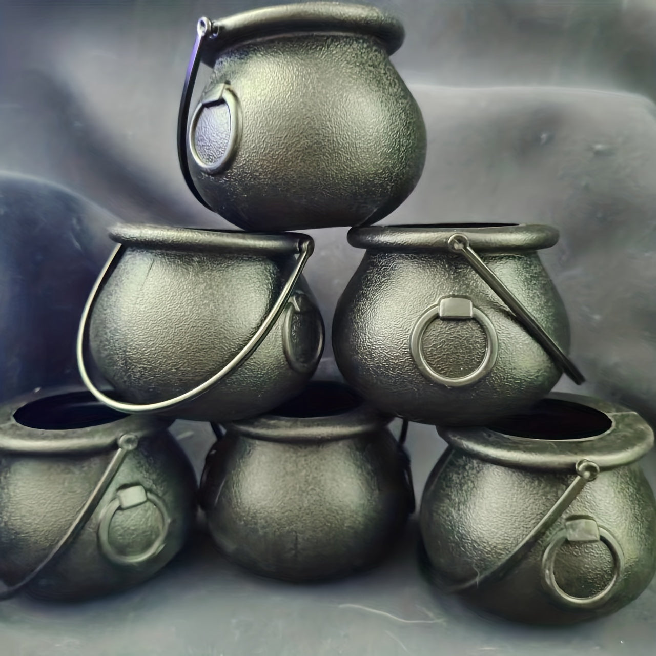 6pcs Halloween Plastic Pumpkin Ghost Flame Bucket Props