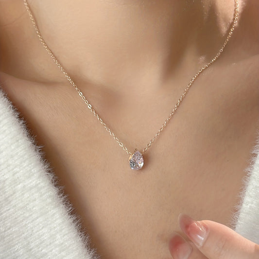 Water Drop Rhinestone Pendant Necklace