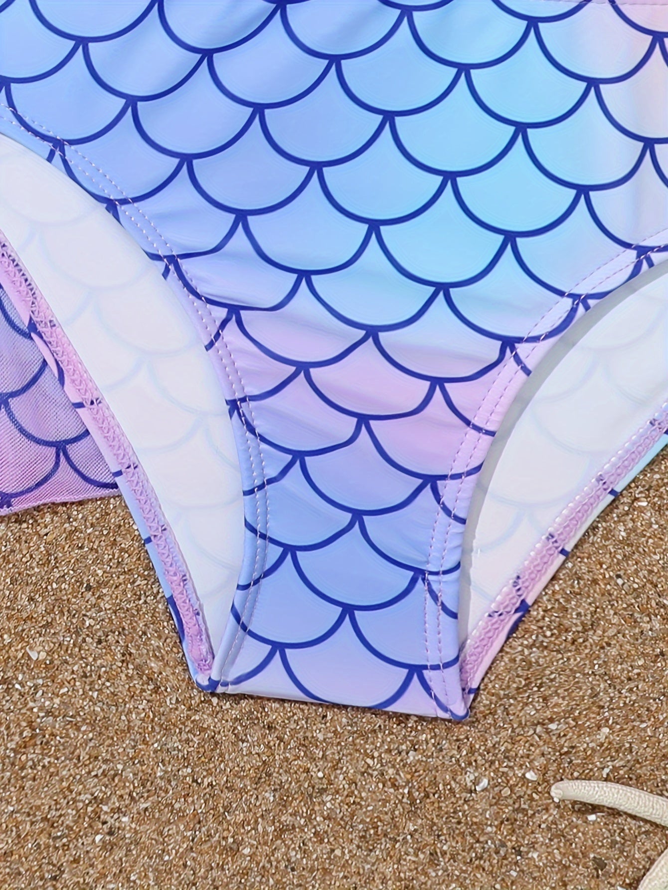 Girls 3pcs Fish Scale Swimsuit Set for Vacation