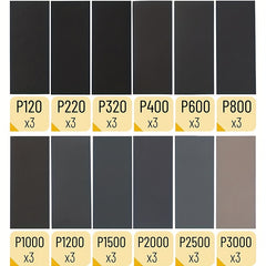 Sandpaper Set - Assorted Grits 60-3000, 42 Sheets