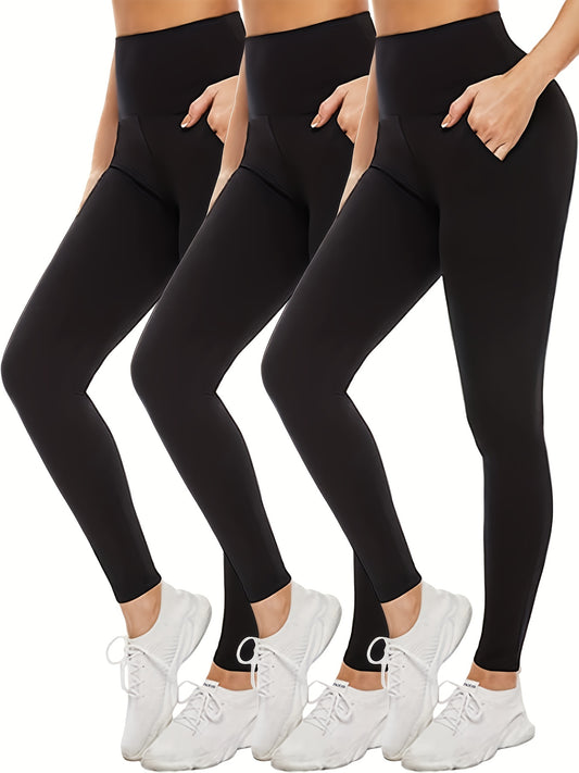 High-Waisted Sports Leggings with Pockets - Yoga Tight Pants