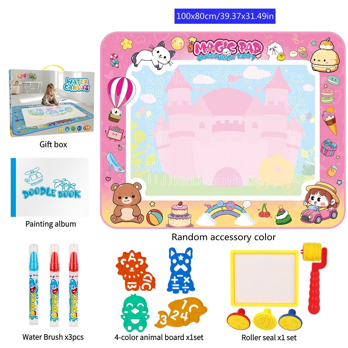 Pink Magic Water Drawing Pad Colorful & Absorbent Watercolor Canvas Mat
