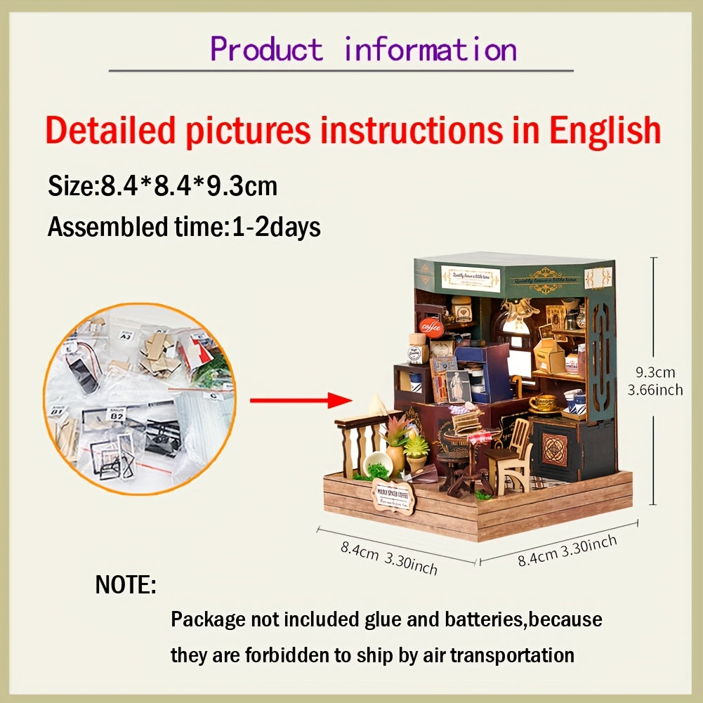 DIY Dollhouse Kit Candy Store 3D Puzzle No Glue/Batteries Adult Assembly Model