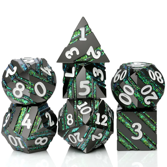 Striped Green Dice Metal Dice Gift For Halloween And Christmas